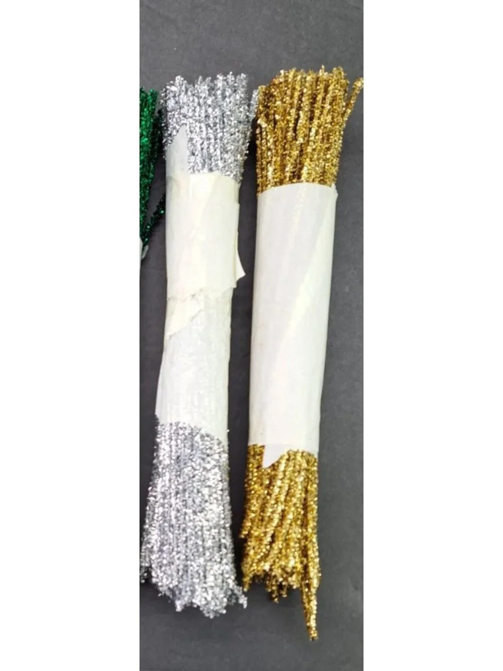 Vintage Metallic Stems Chenille Craft Wires Red Blue Green Silver Gold Large Lot